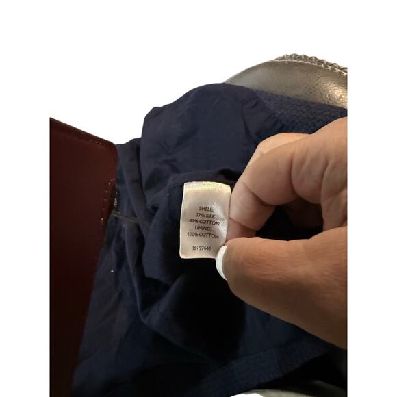 J. Jill Womens M Ink Blue Silk & Cotton Textured Jacket Two-Button Pockets - Picture 2 of 5